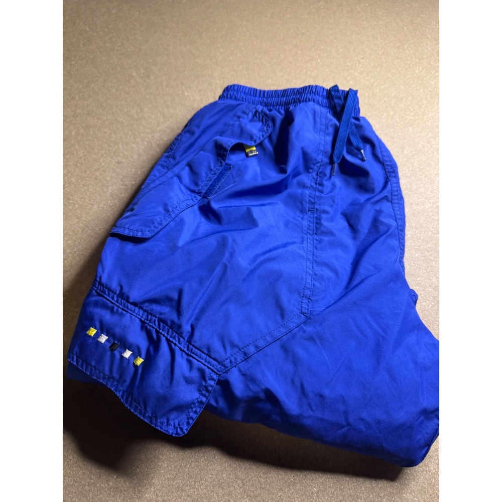 Vtg Starter Mens Royal Blue Jersey Lined Cargo Track Pants Size Medium Zip Ankle